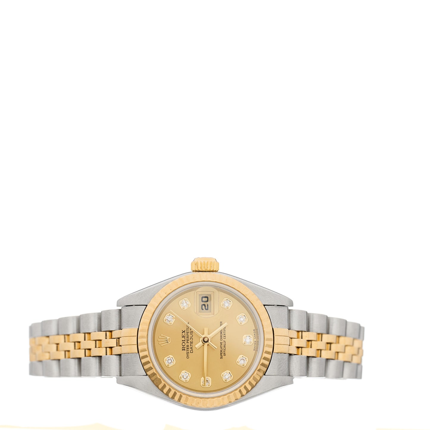 Stainless Steel 18K Yellow Gold Diamond 26mm Oyster Perpetual Datejust Watch Champagne 79173