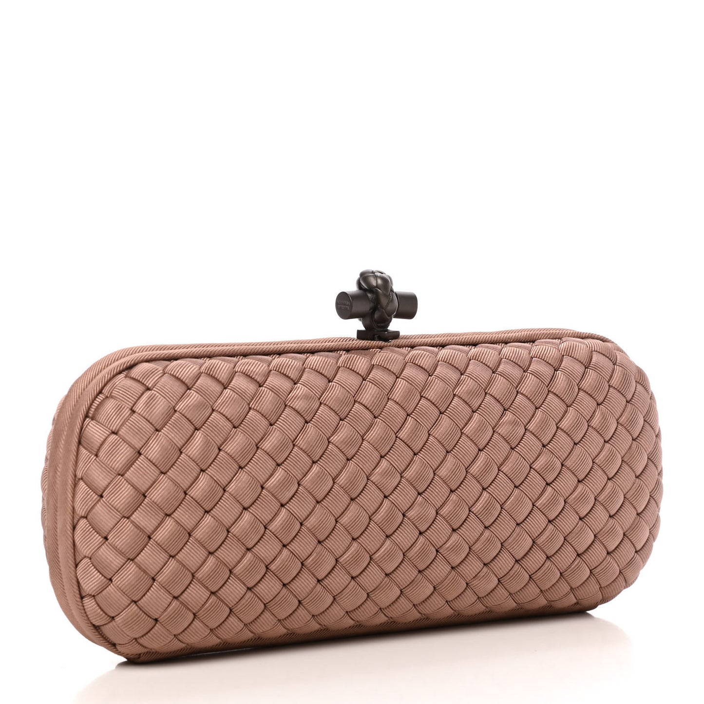 Satin Intreccio Impero Stretch Knot Clutch Camel