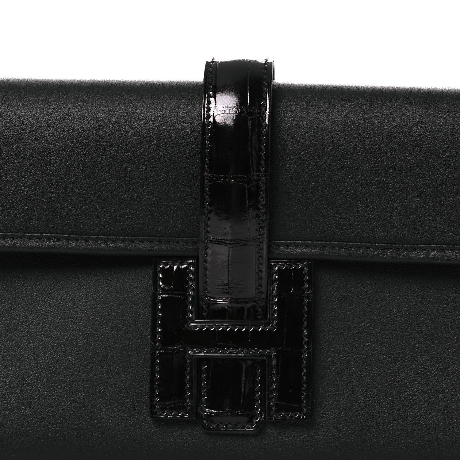 Hermes Swift Shiny Alligator Jige Elan 29 Touch Clutch Black 8 of 11
