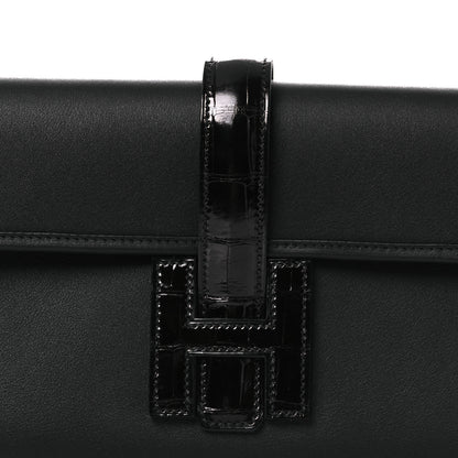 Hermes Swift Shiny Alligator Jige Elan 29 Touch Clutch Black 8 of 11