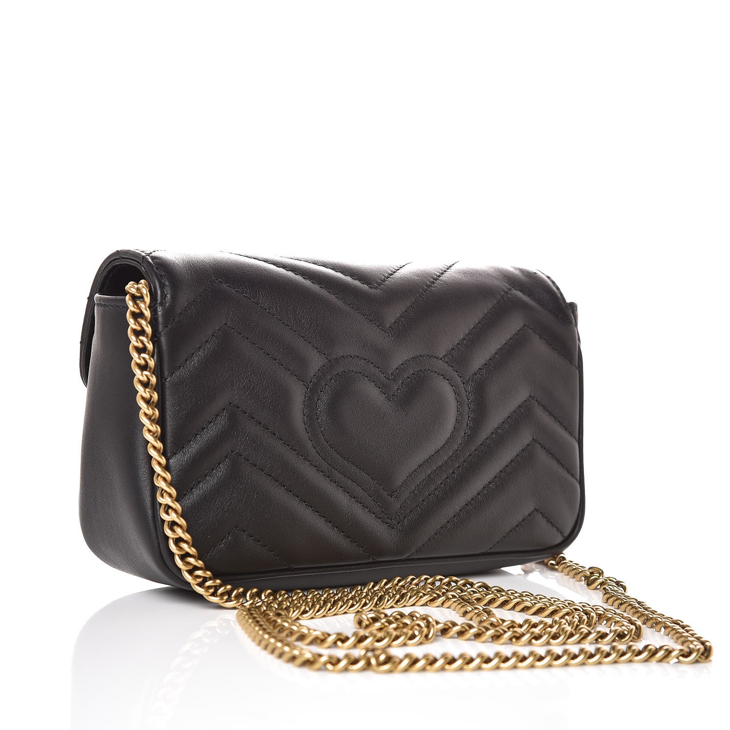 Gucci Calfskin Matelasse Super Mini GG Marmont Shoulder Bag Black 3 of 10
