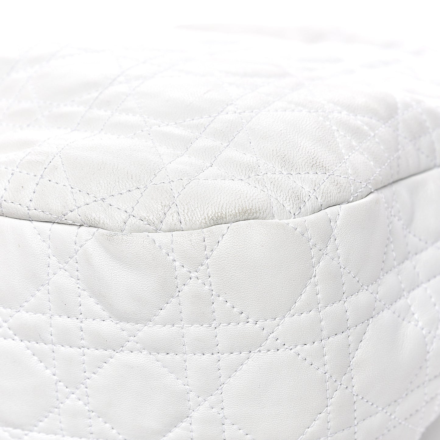 Lambskin Cannage Large Dior Soft Hobo White