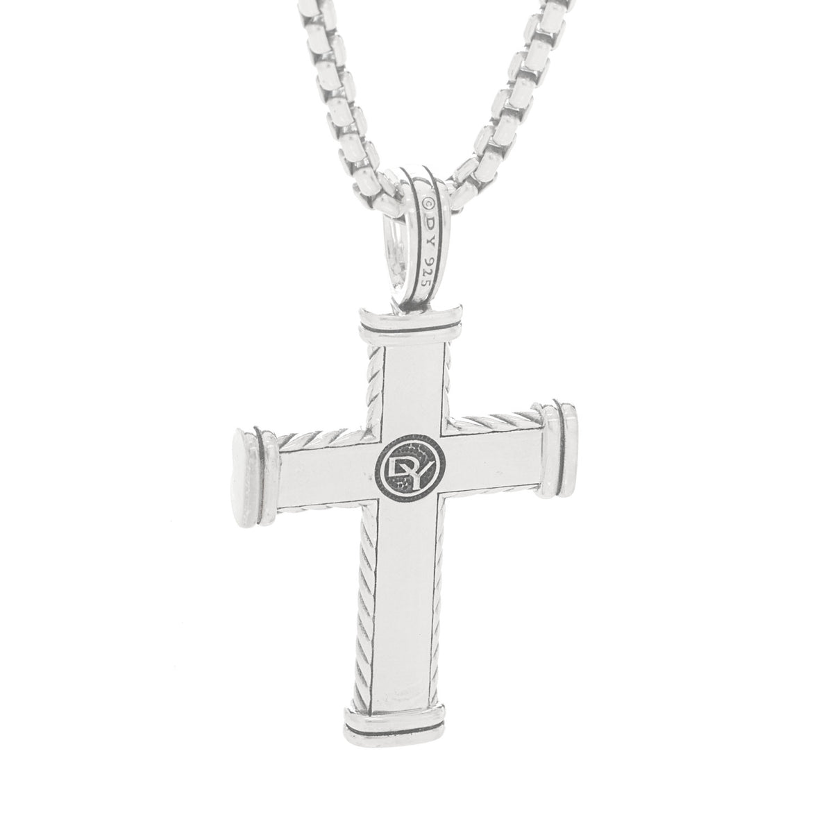 David Yurman Sterling Silver Chevron Cross Pendant Necklace 6 of 6