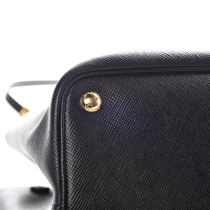 Prada Saffiano Cuir Large Double Bag Black Fuoco 14 of 18
