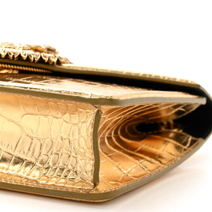 Dolce & Gabbana Metallic Calfskin Crocodile Embossed Mini Devotion Envelope Bag Gold 9 of 10