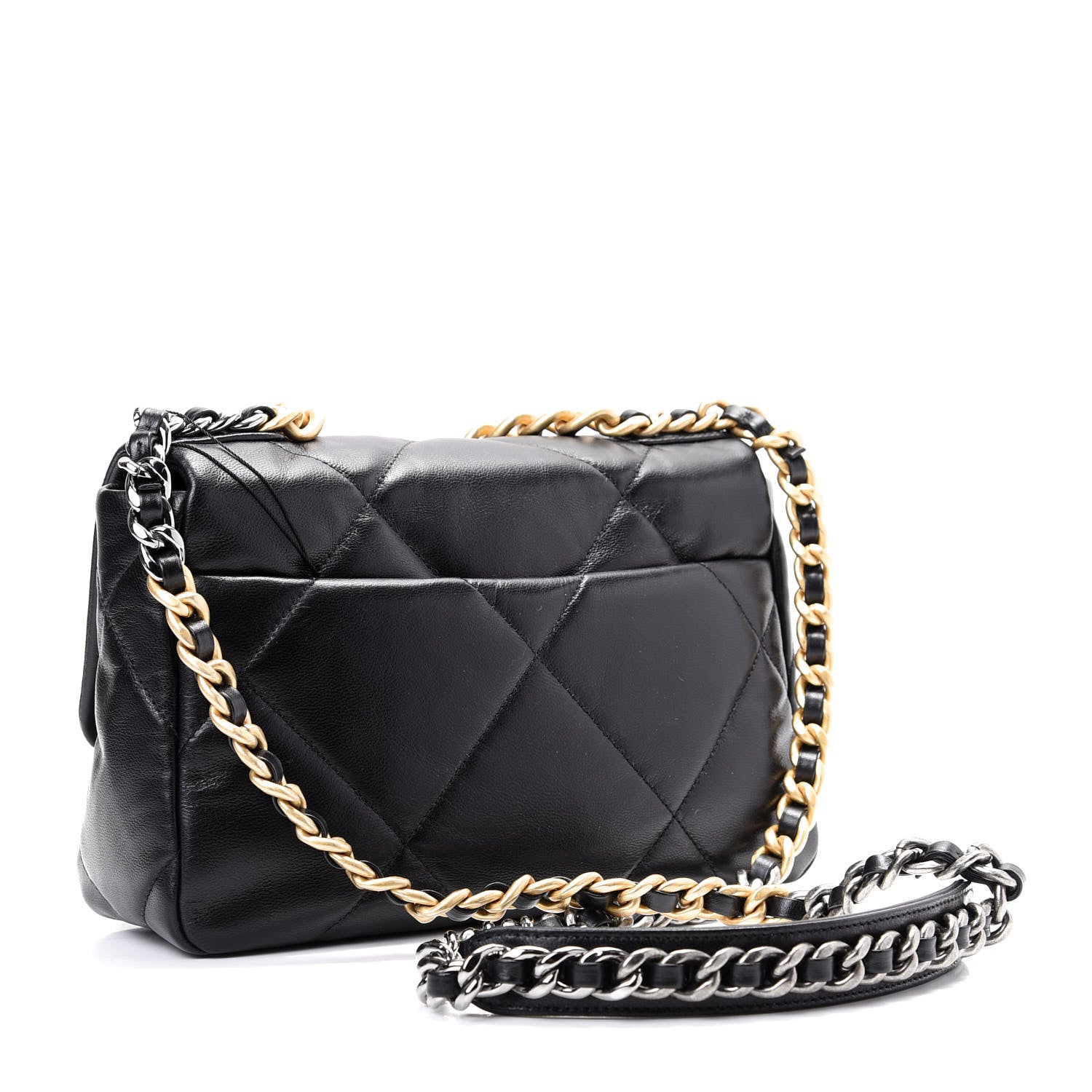 Chanel Shiny Goatskin Quilted Medium 19 Flap Black 3 of 10