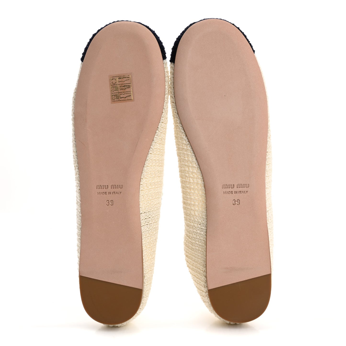 Cotton Crochet Knit Ballerina Flats 39 Avorio Blue