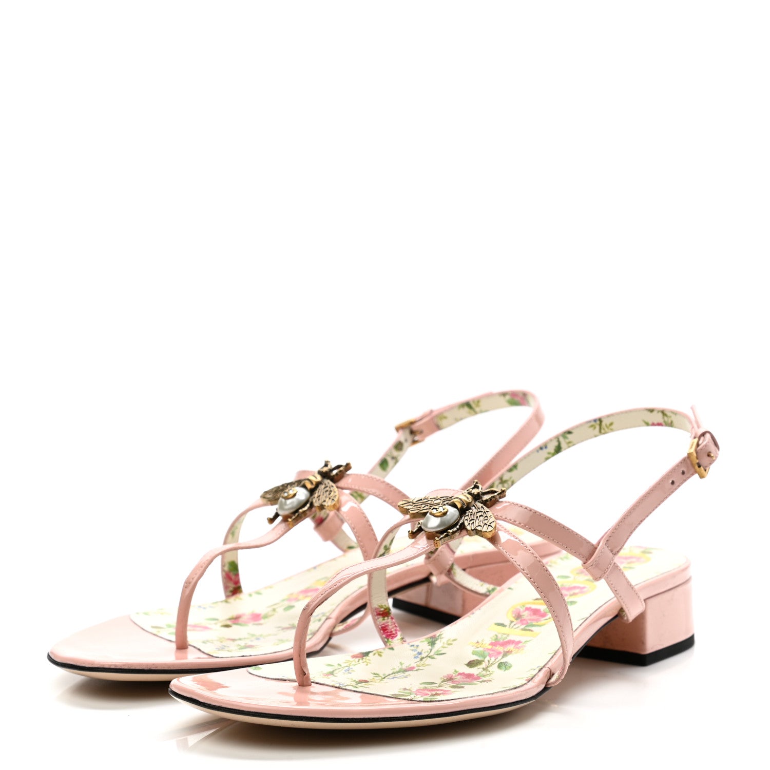 Gucci Patent Bee Thong Sandal 37.5 Perfect Pink 3 of 7