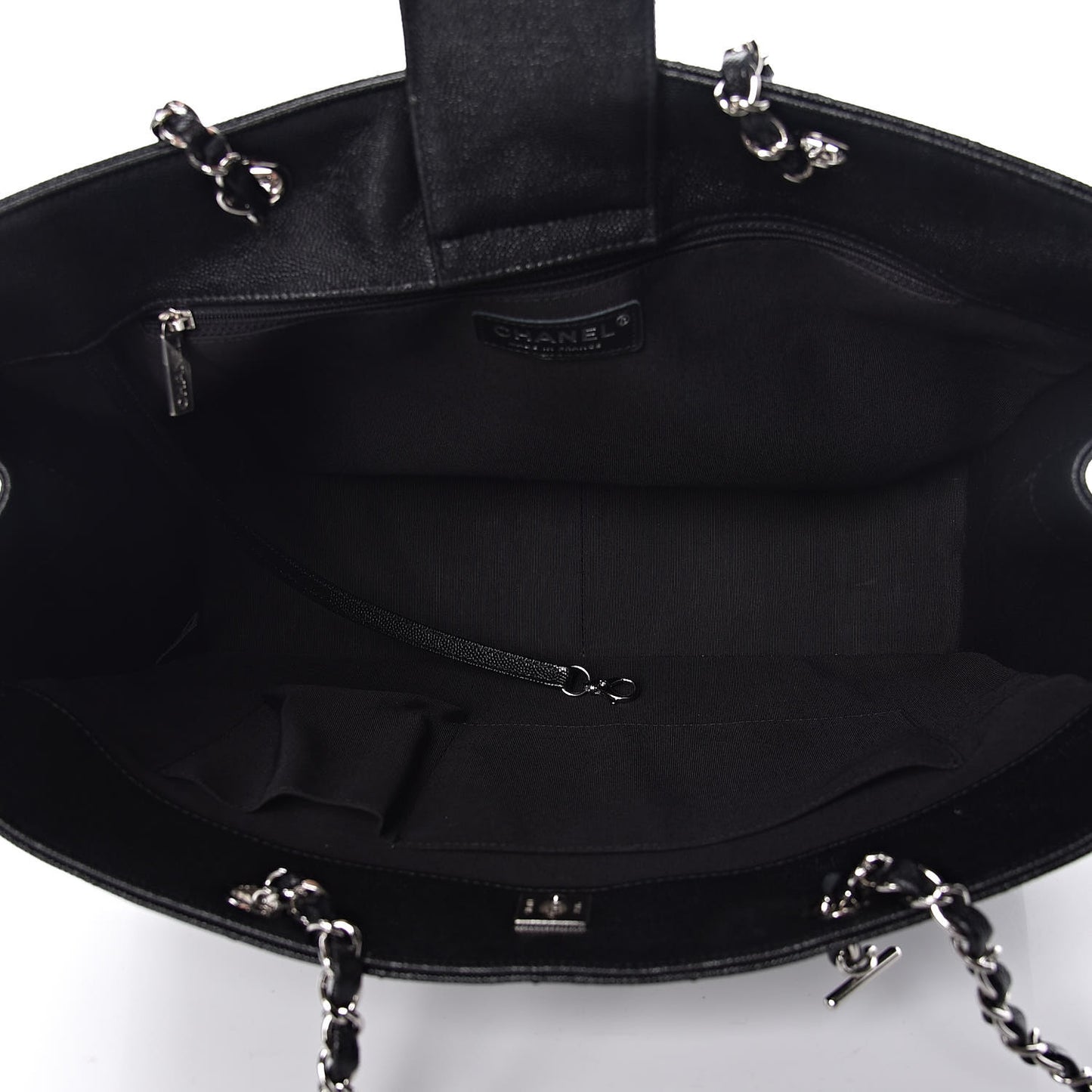 Caviar Quilted Large Classic Shopping Tote Black