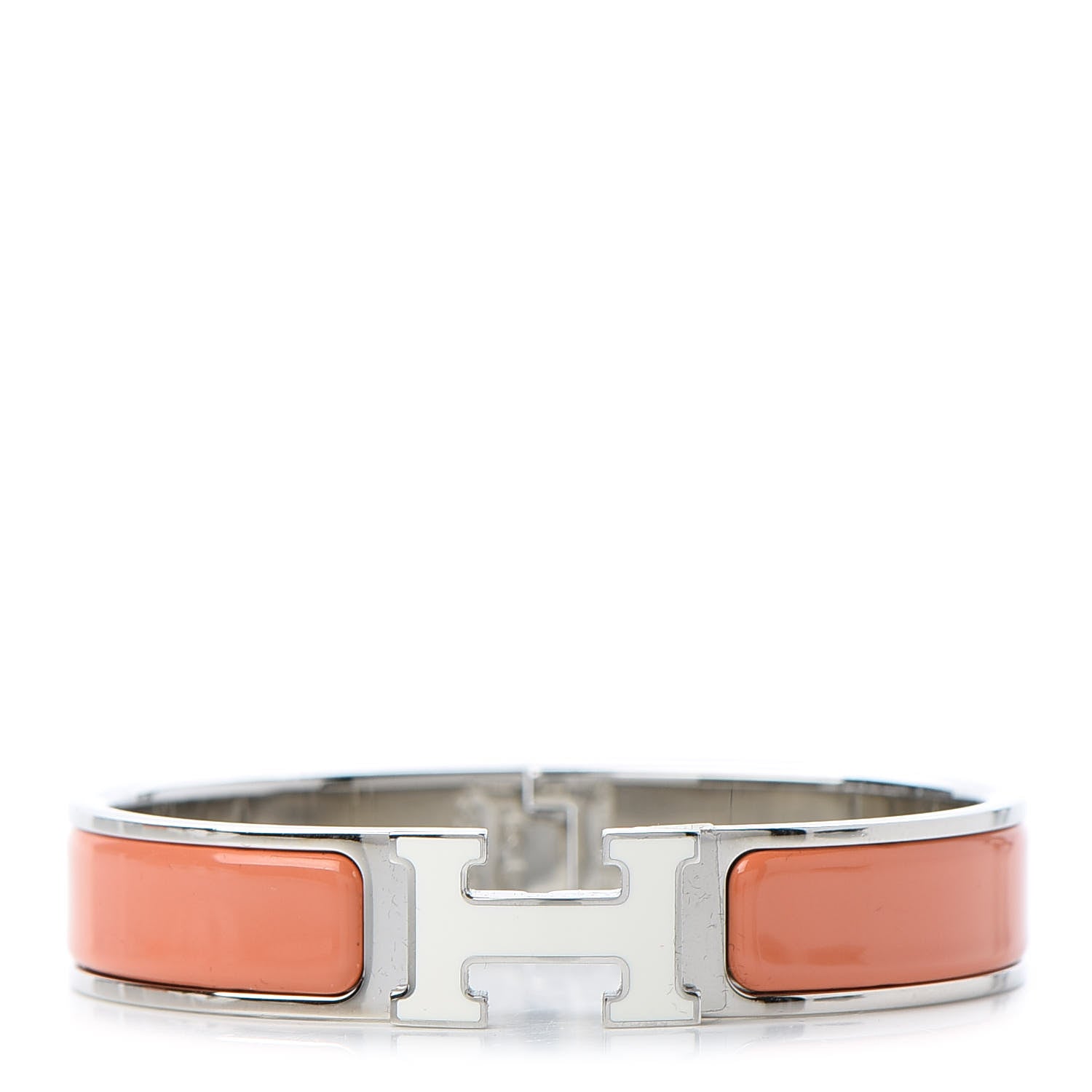 Hermes Enamel Narrow Clic Clac H Bracelet PM Orange White 1 of 7