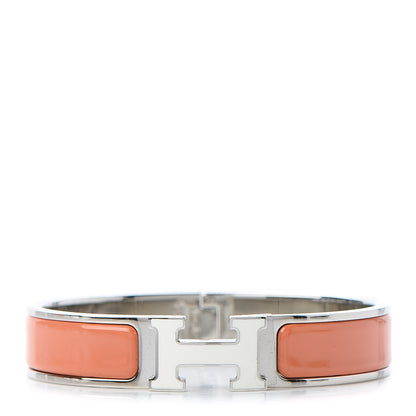 Hermes Enamel Narrow Clic Clac H Bracelet PM Orange White 1 of 7
