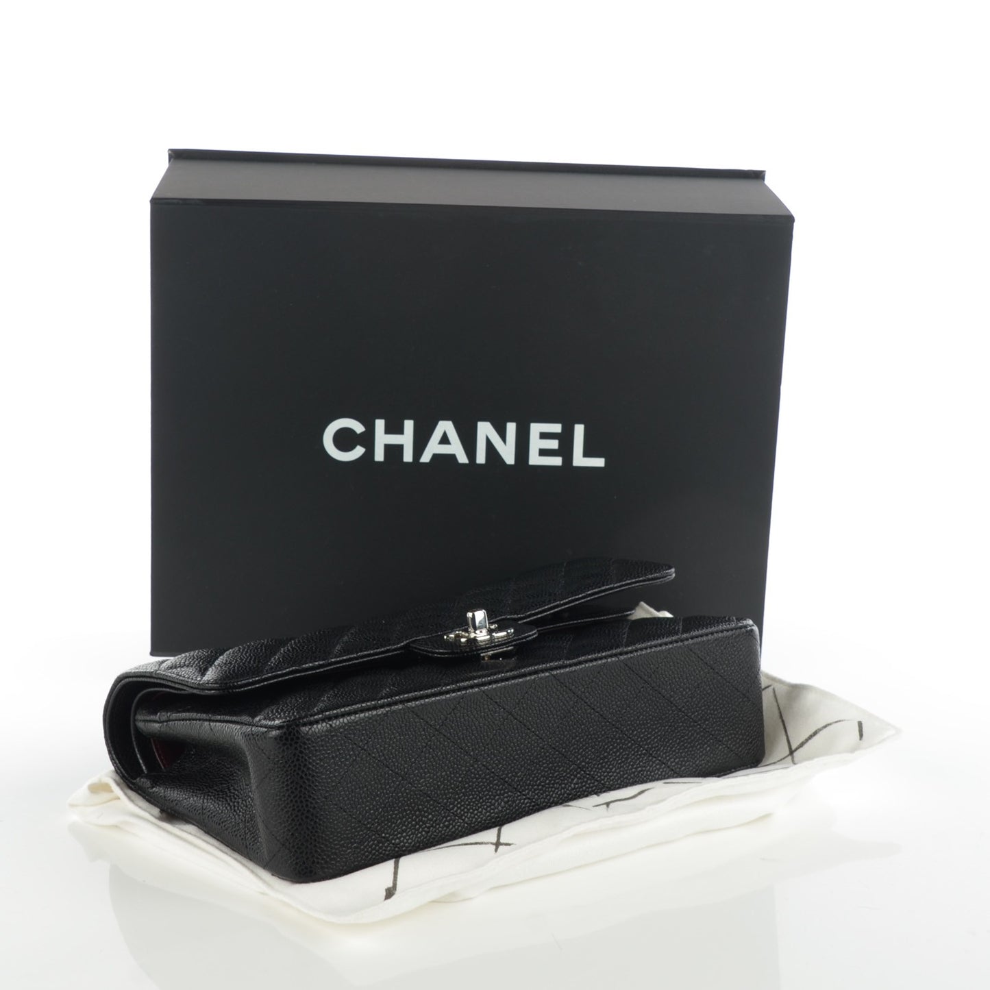 Caviar Quilted Medium Double Flap Black