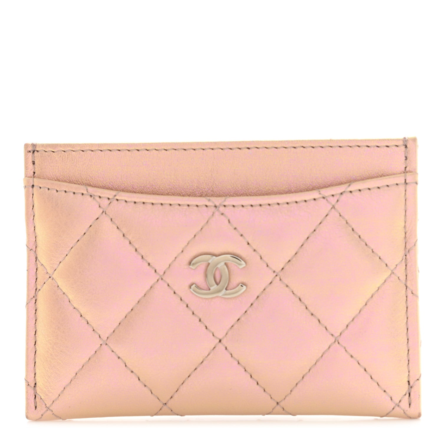 Chanel Iridescent Calfskin Quilted Card Holder Pink 1 of 12
