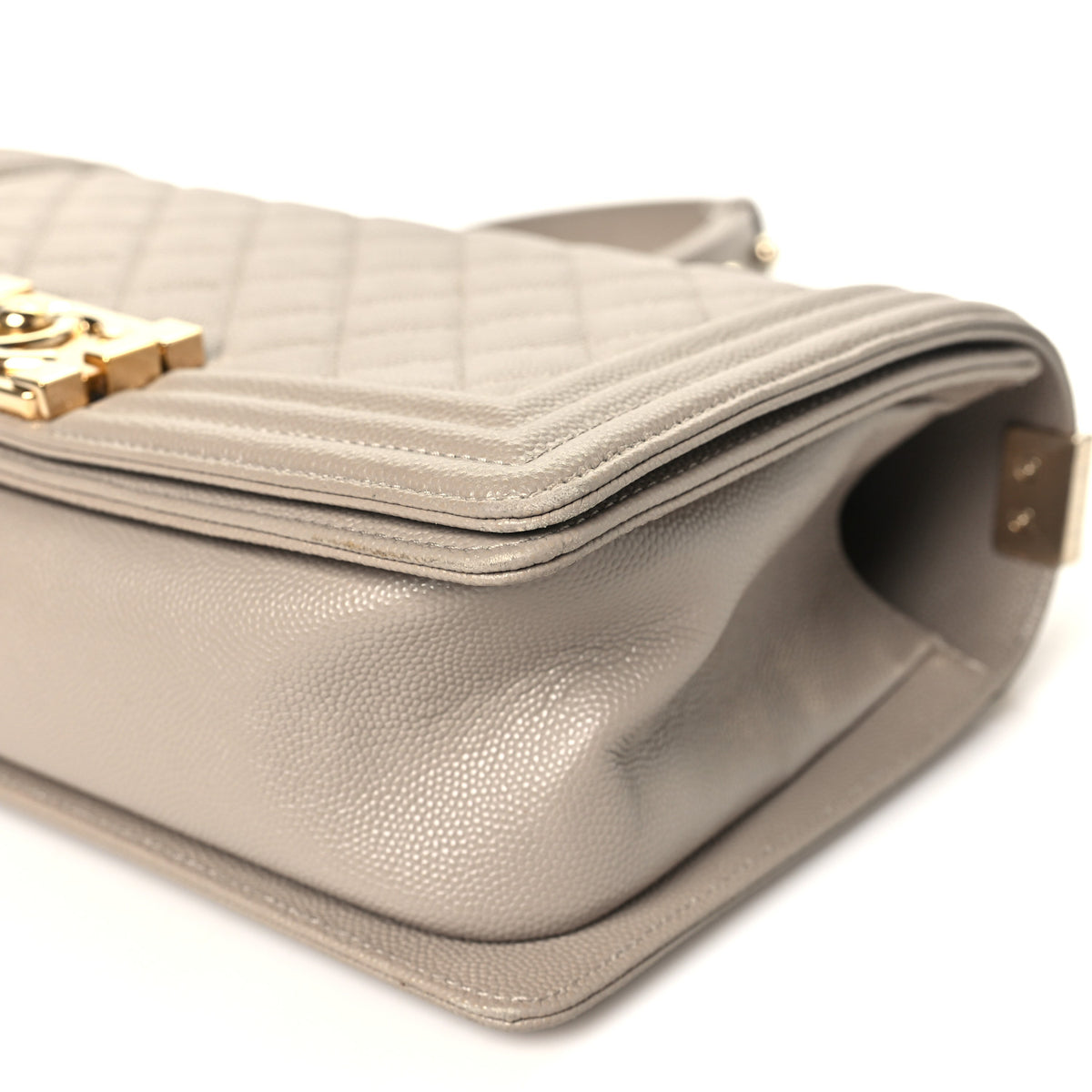 Caviar Quilted Medium Boy Flap Dark Beige
