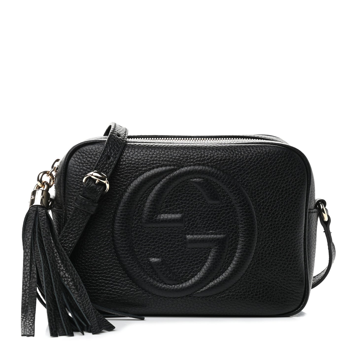 Pebbled Calfskin Small Soho Disco Bag Black