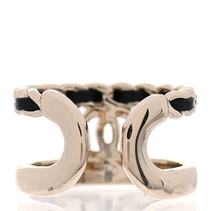 Chanel Metal Lambskin Chain CC Ring 7.25 Gold Black 3 of 5