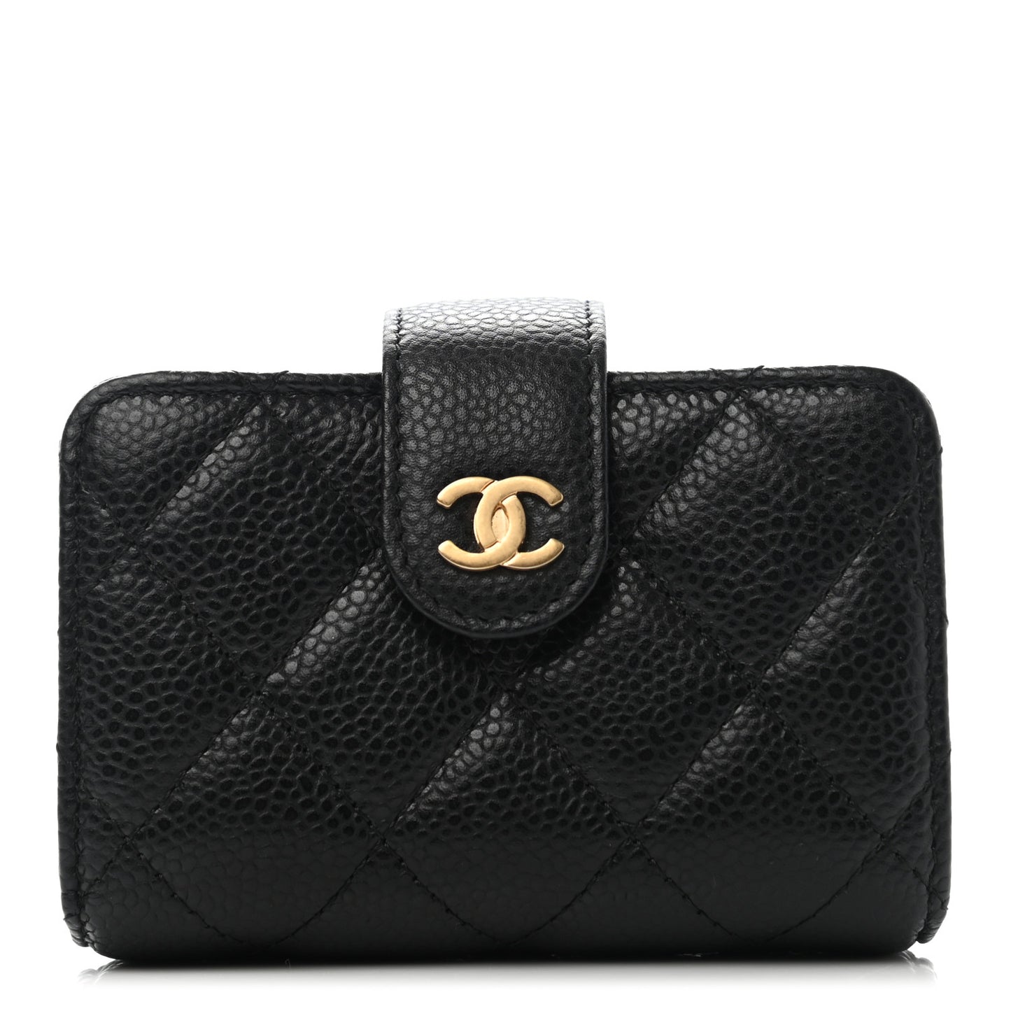 Caviar Quilted Gusseted Card Holder Black