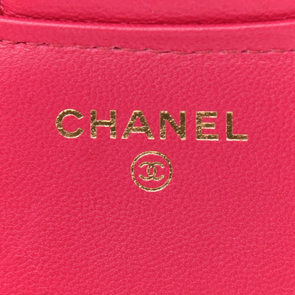 Chanel Lambskin Quilted Top Handle Flap Coin Purse With Chain Dark Pink 6 of 10
