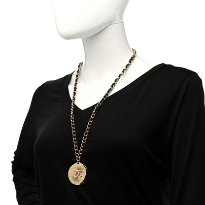Chanel Lambskin CC Chain Reversible Pendant Necklace Gold Black 2 of 6