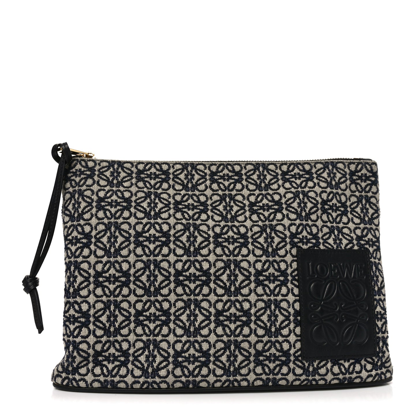 Jacquard Anagram Calfskin Pouch Blue Beige
