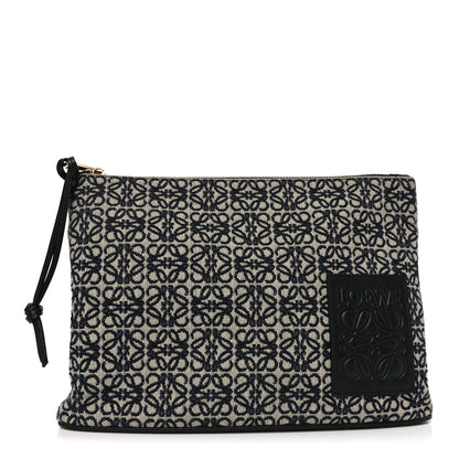 Loewe Jacquard Anagram Calfskin Pouch Blue Beige 1 of 9