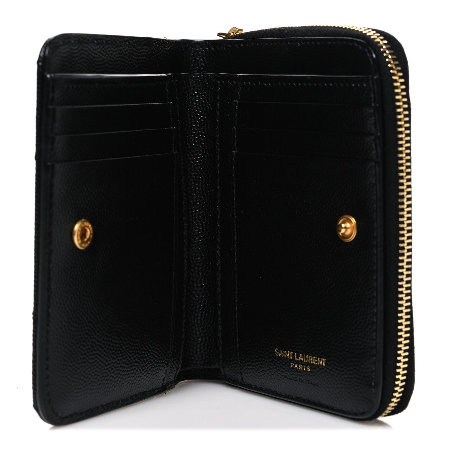 Grain De Poudre Matelasse Chevron Monogram Compact Zip Around Wallet Black
