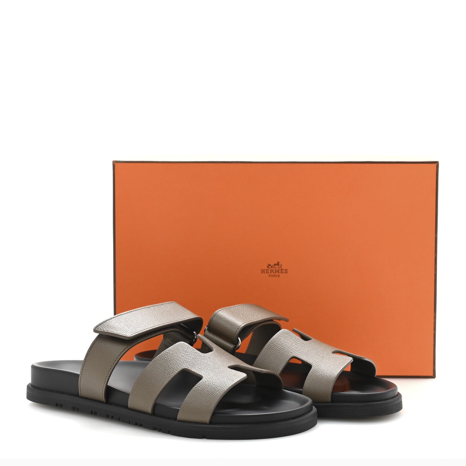 Hermes Epsom Womens Chypre Sandals 39.5 Etoupe 10 of 10