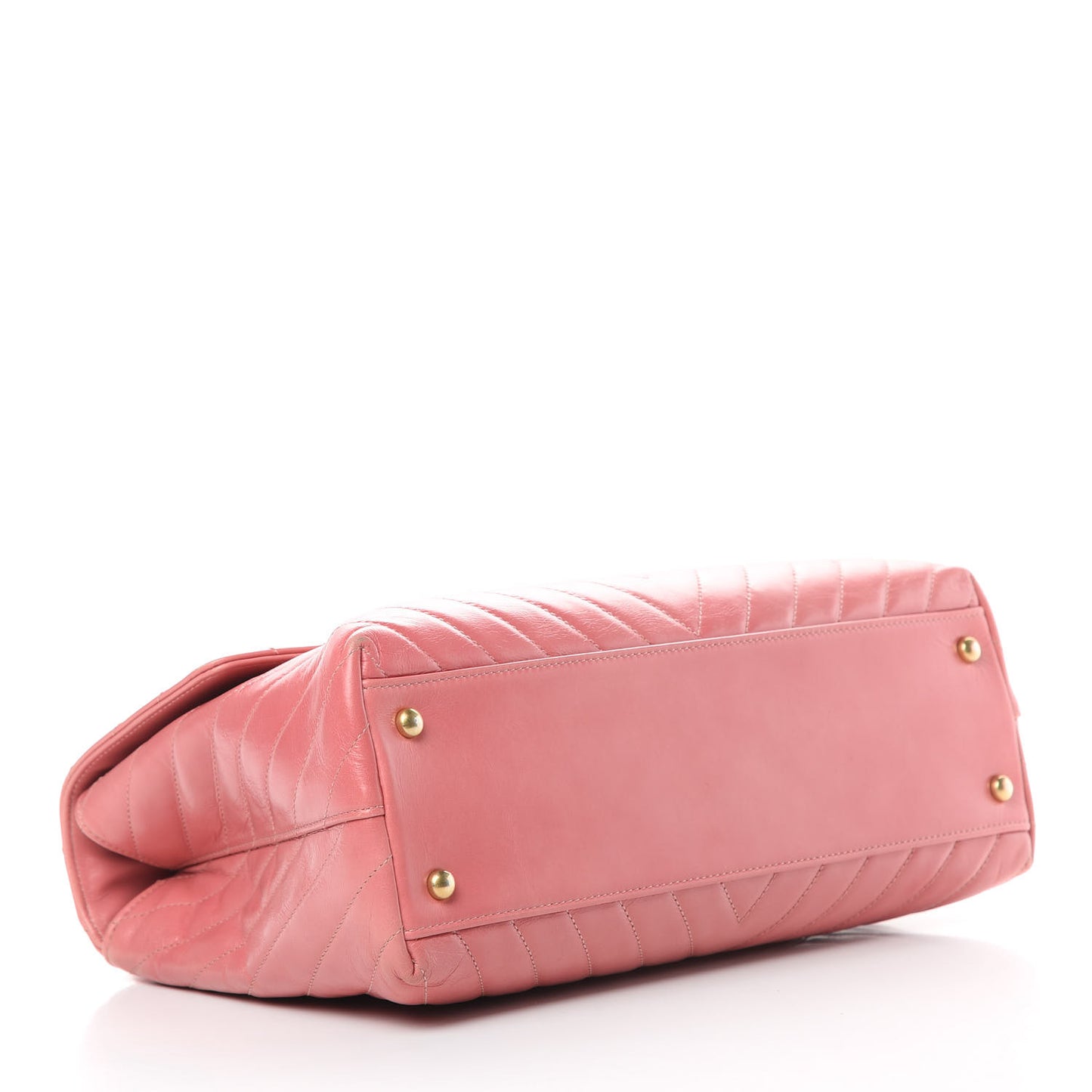Calfskin Lizard Chevron Quilted Medium Coco Handle Flap Pink