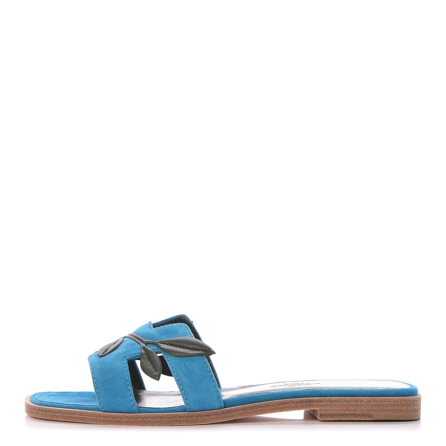Suede Goatskin Nappa Oran Laurier Sandals 35 Bleu Thalassa Khaki