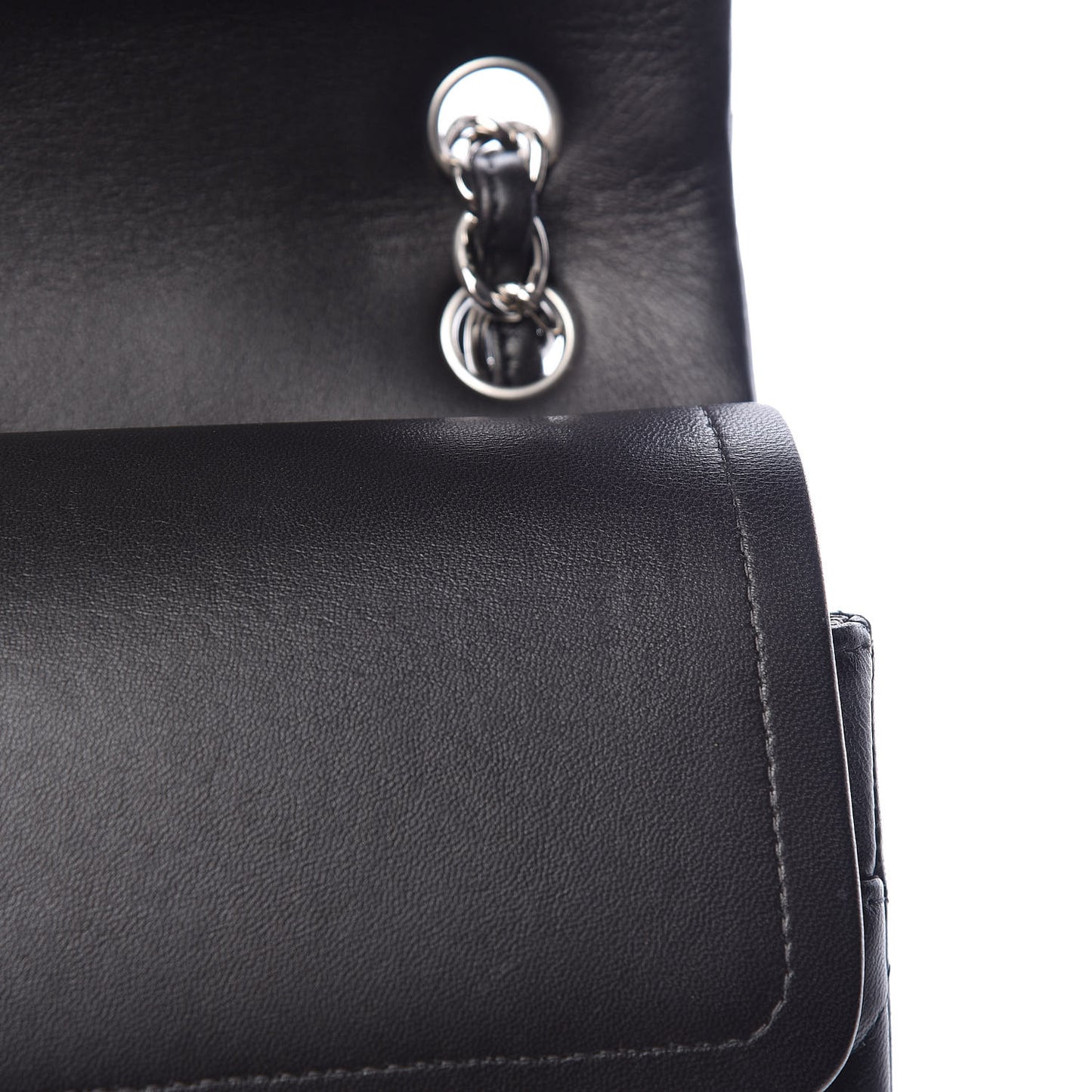 Lambskin Quilted Jumbo Double Flap Black