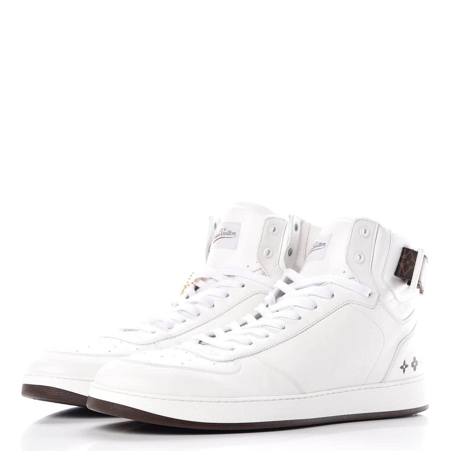 Calfskin Monogram Rivoli High Top Sneakers 12 White