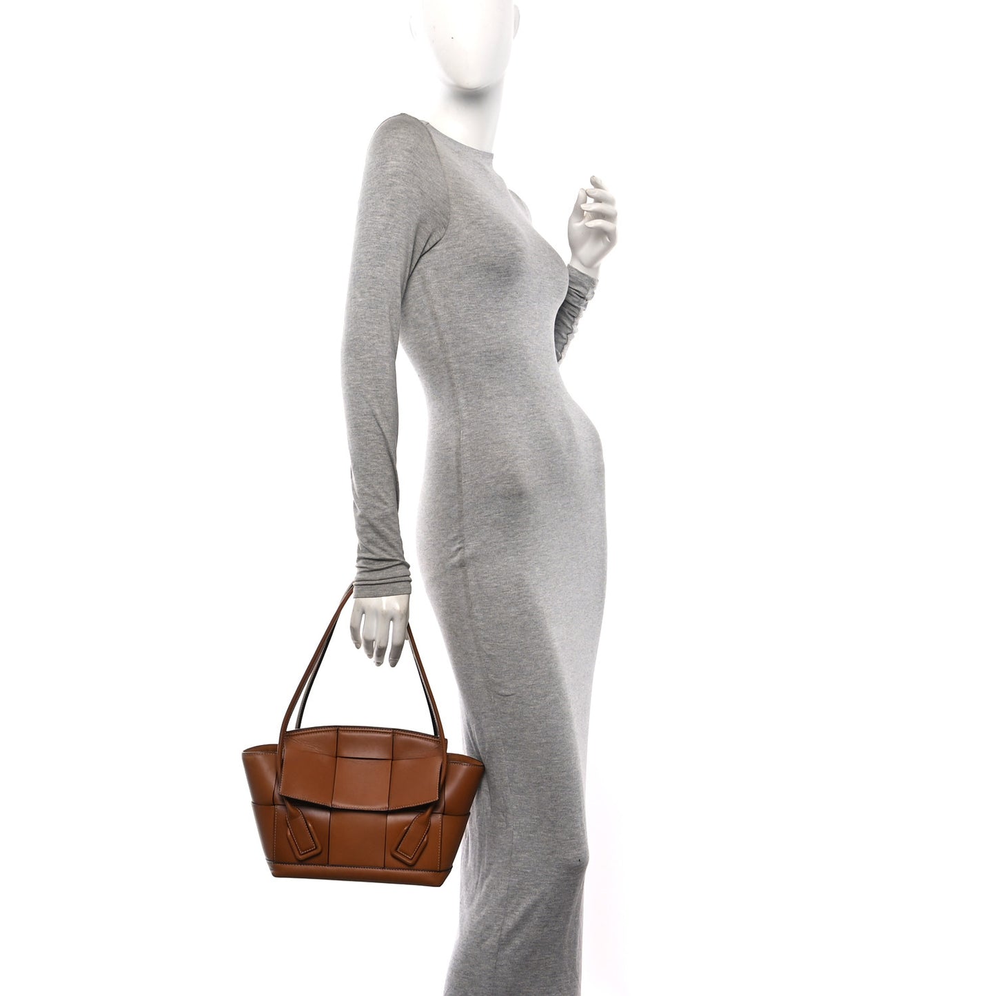 French Calfskin Maxi Intrecciato Small Arco Wood