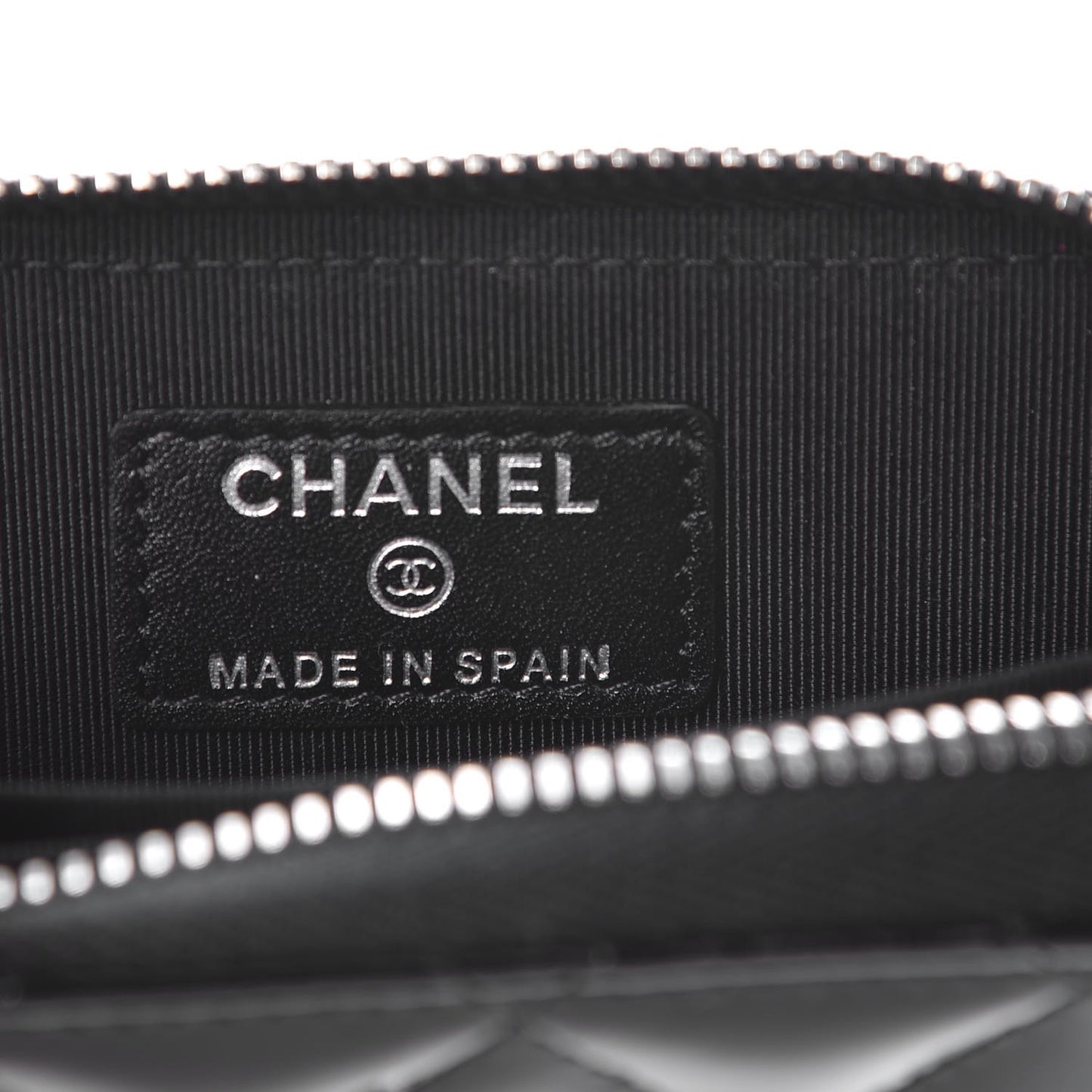 Patent Calfskin Quilted Zip Coin Purse Black