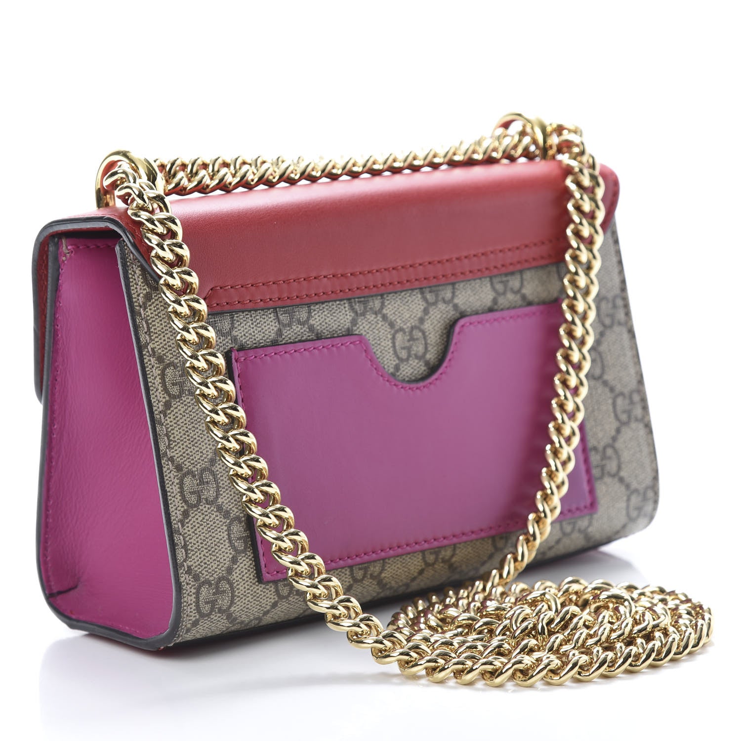 Gucci GG Supreme Monogram Calfskin Small Padlock Shoulder Bag Beige Hibiscus Red New Rosette 3 of 12