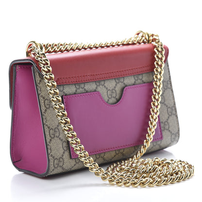 Gucci GG Supreme Monogram Calfskin Small Padlock Shoulder Bag Beige Hibiscus Red New Rosette 3 of 12