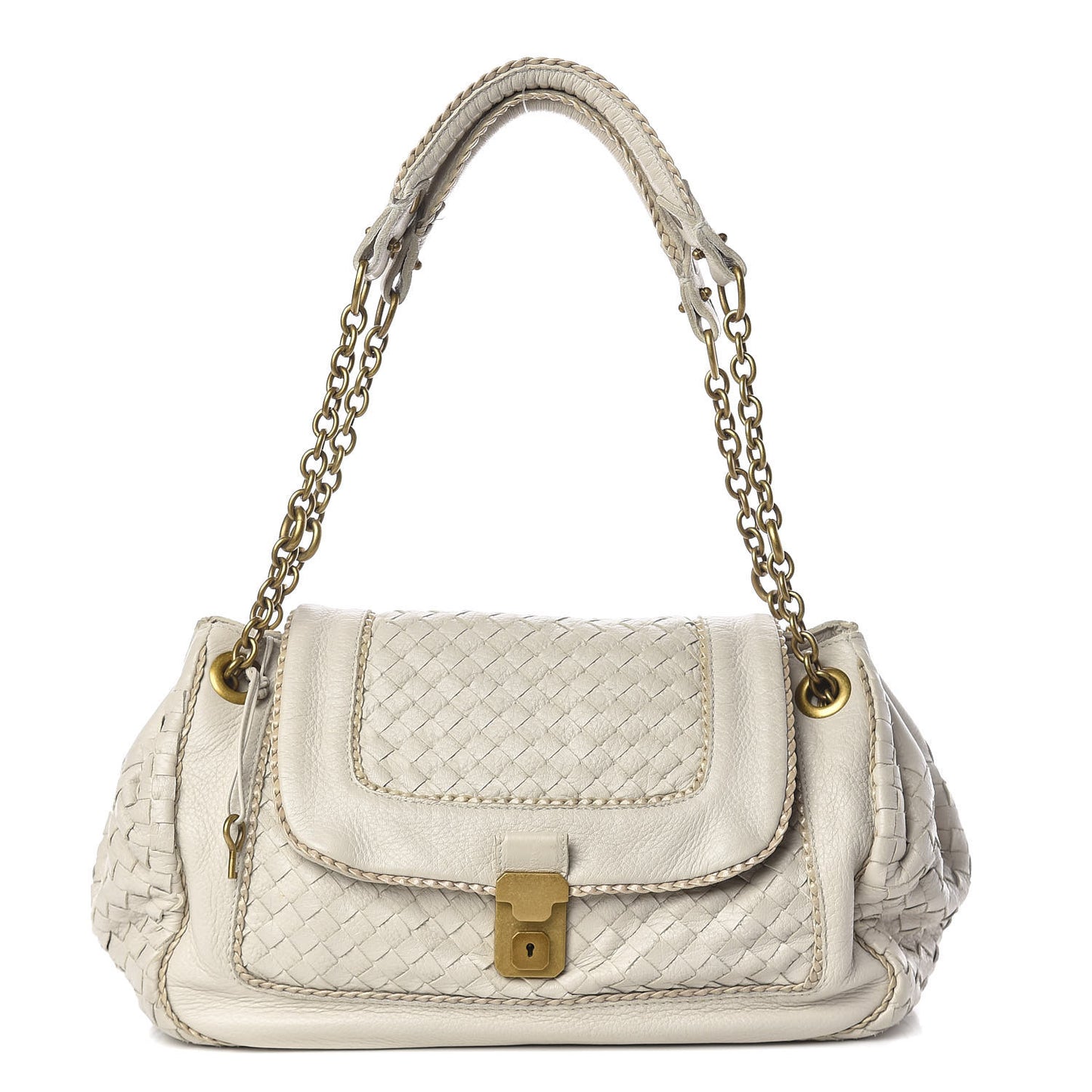 Nappa Intrecciato Napoli Shoulder Bag Cream