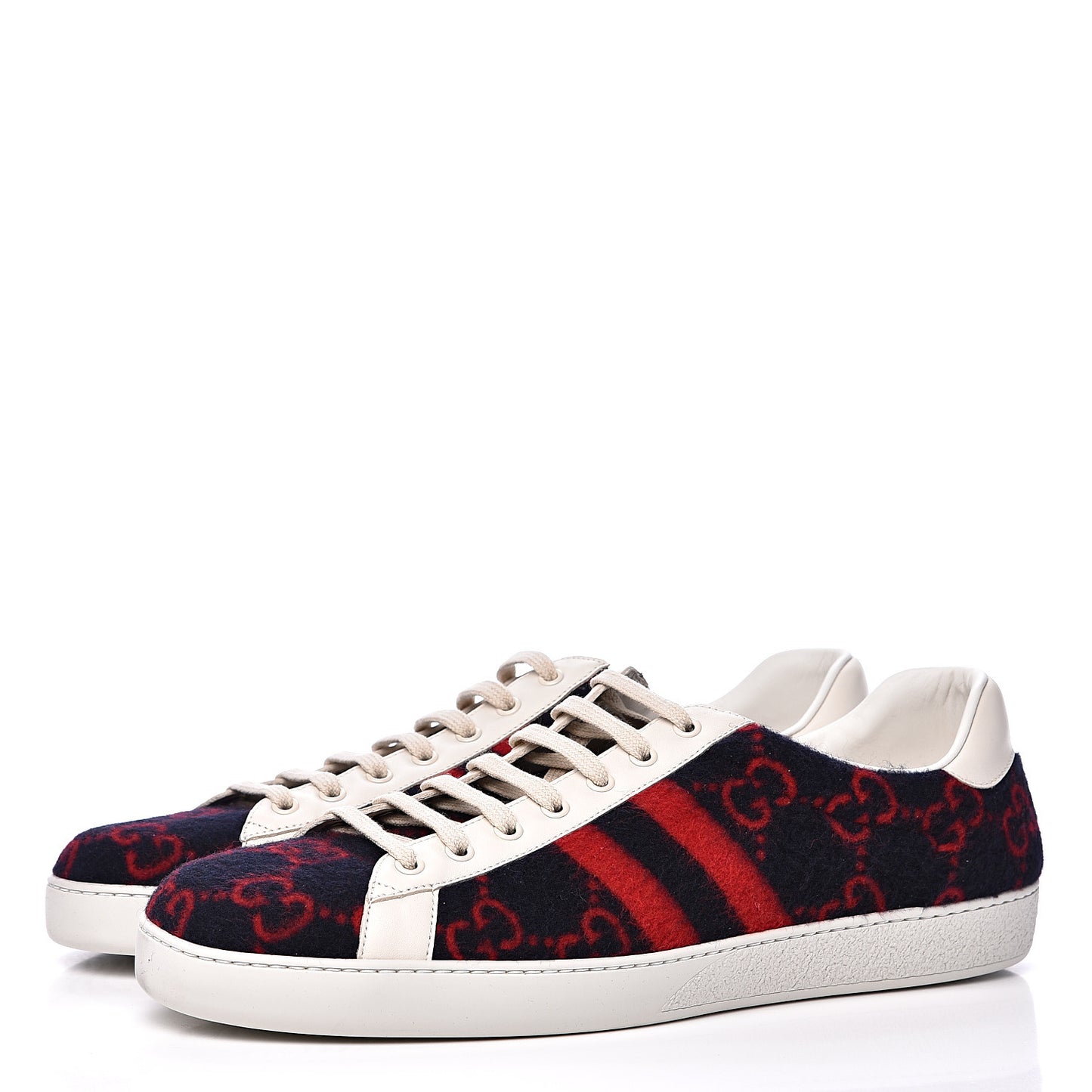 Covered Wool Big GG Monogram Mens Sneaker 13 Blue