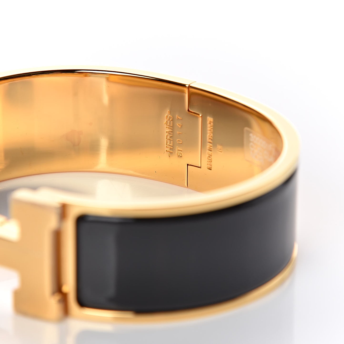 Enamel Wide Clic Clac H Bracelet GM Black