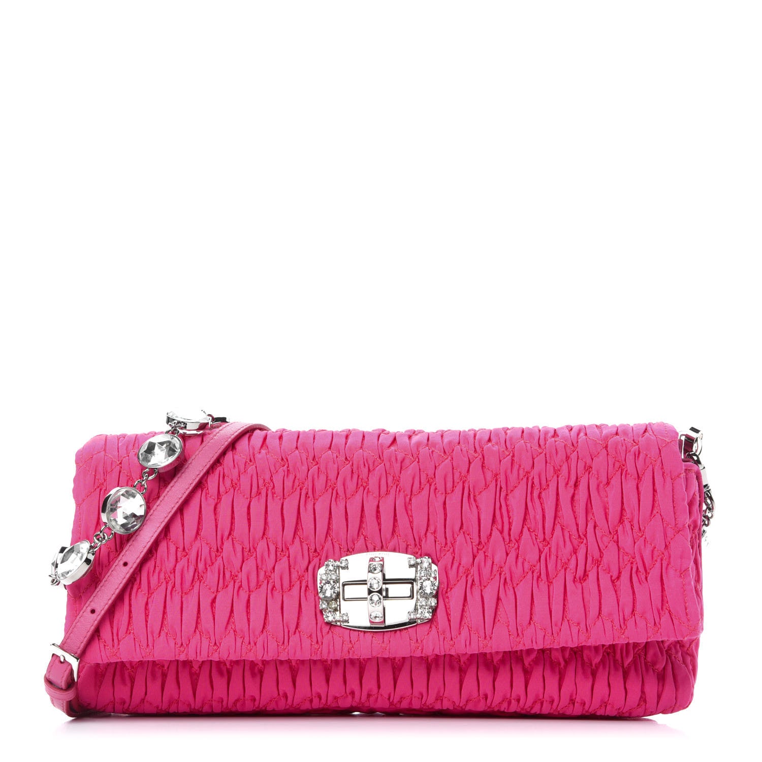 Miu Miu Faille Matelasse Crystal Flap Clutch Pink 1 of 10