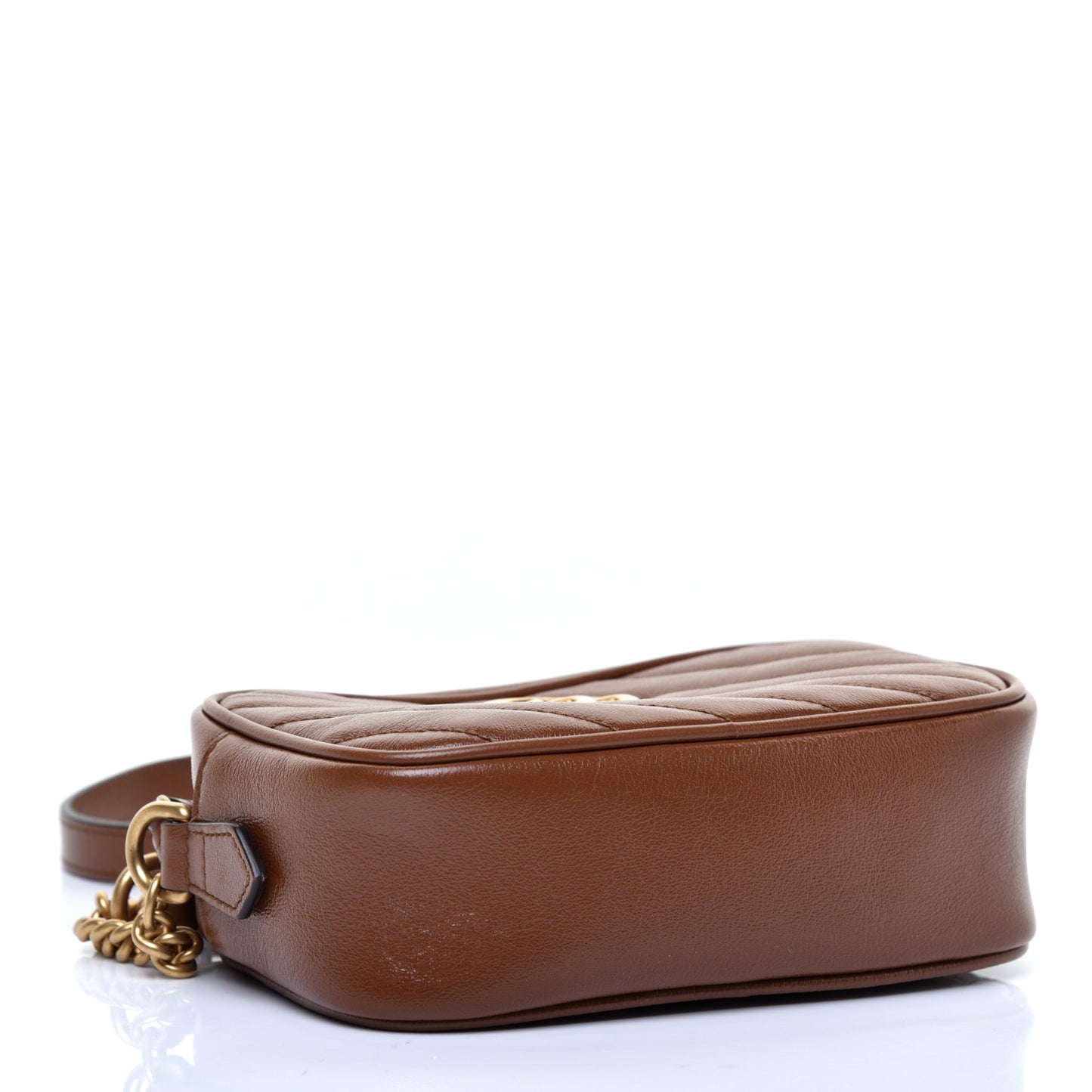 Glazed Calfskin Matelasse Diagonal Mini GG Marmont Chain Shoulder Bag Cuir