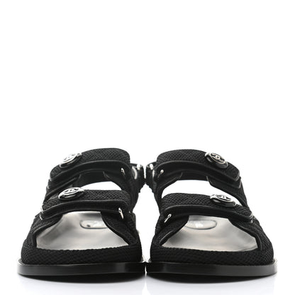 Chanel Fabric Velcro Dad Sandals 39.5 Black 2 of 9