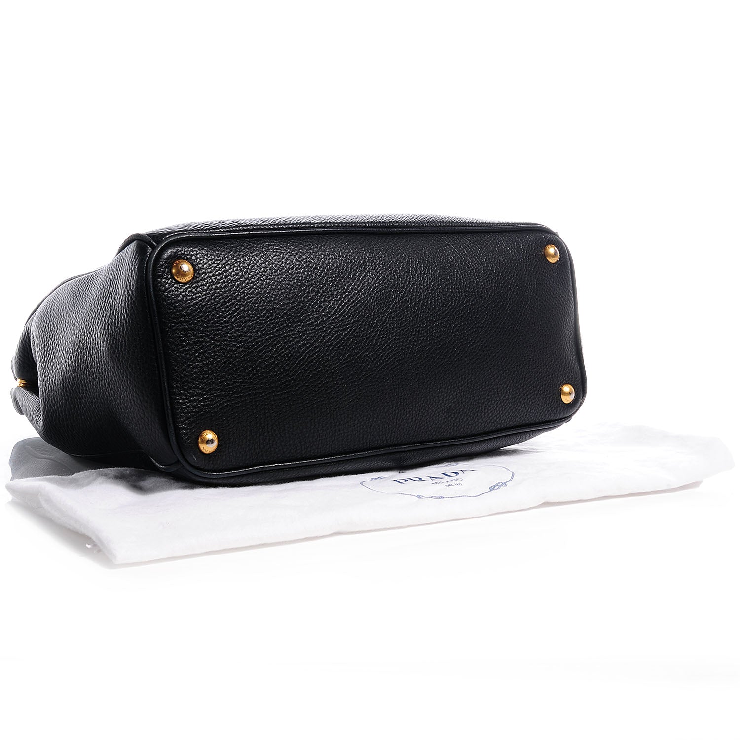 Prada Vitello Daino Double Zip Tote Black 4 of 9