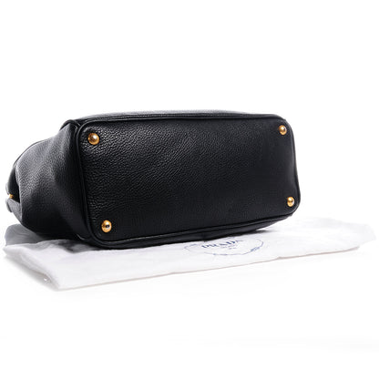 Prada Vitello Daino Double Zip Tote Black 4 of 9