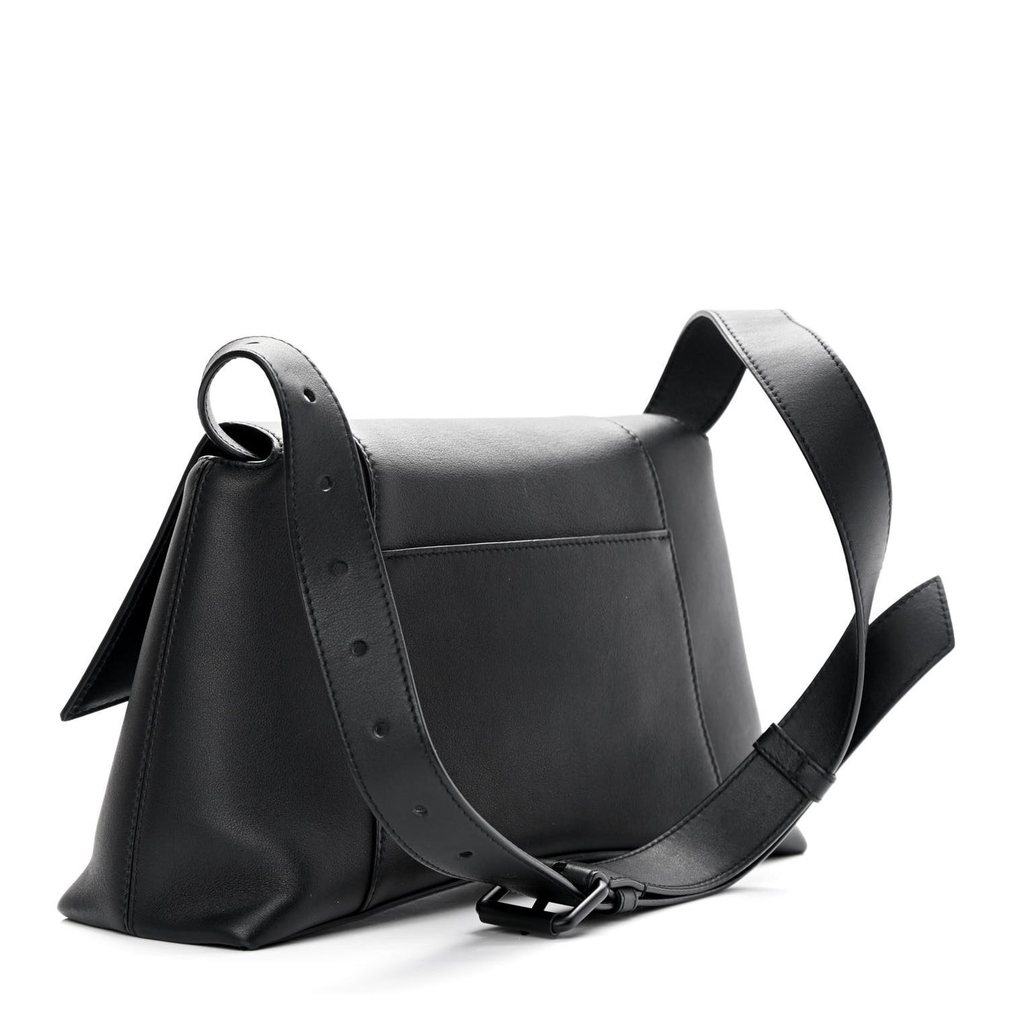 Semi Shiny Smooth Calfskin Monochrome Small Downtown Shoulder Bag Black