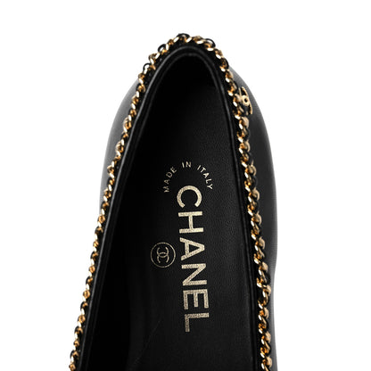 Chanel Lambskin Patent Calfskin Chain Cap Toe Loafer 36.5 Black 7 of 9