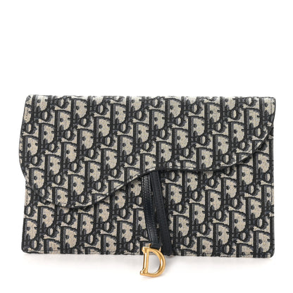 Christian Dior Oblique Jacquard  Saddle Pouch Blue 1 of 9
