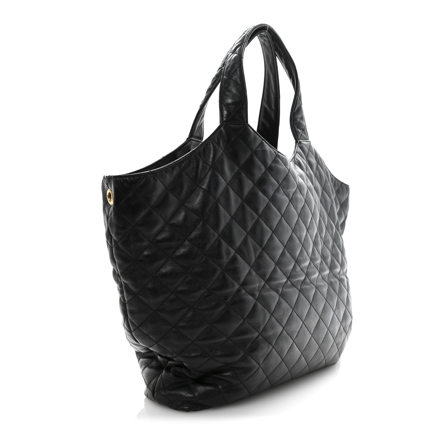 Saint Laurent Lambskin Quilted Maxi Icare Shopping Tote Black 4 of 14