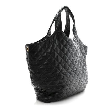 Saint Laurent Lambskin Quilted Maxi Icare Shopping Tote Black 4 of 14