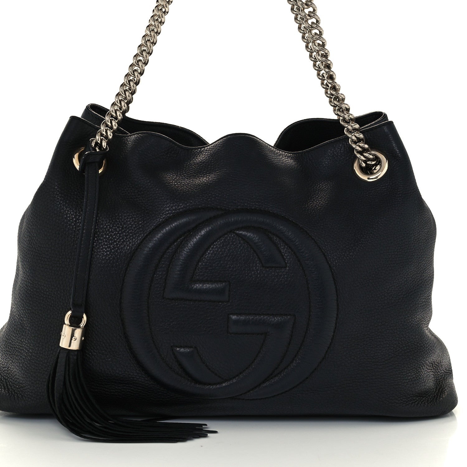 Gucci Pebbled Calfskin Medium Soho Chain Shoulder Bag Black 9 of 12