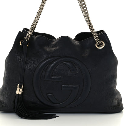 Gucci Pebbled Calfskin Medium Soho Chain Shoulder Bag Black 9 of 12